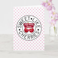 SWEET LIKE CHERRIES Retro Vintage Stamp Birthday