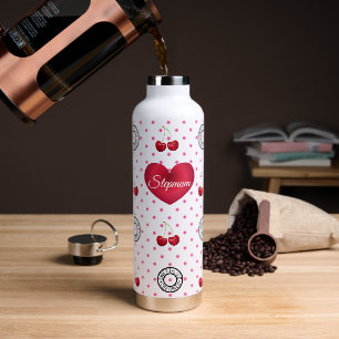 SWEET LIKE CHERRIES STEPMOM Retro Vintage Heart Wt Water Bottle