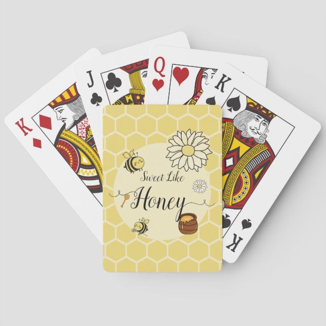 Sweet Like Honey Cute Little Bee Playing Cards (Back)