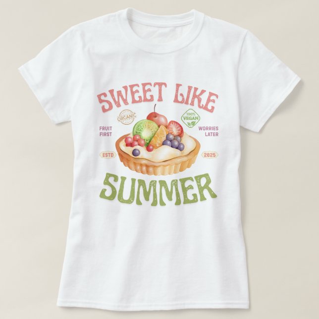 Sweet Like Summer, Watercolor Fruits T-Shirt (Design Front)