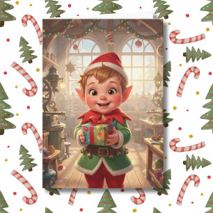 Sweet Lil Elf in North Pole Personalized Christmas Card