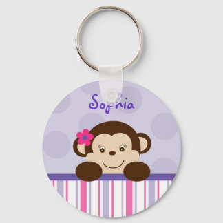 Sweet Lil Girl Monkey Personalized Key Chain