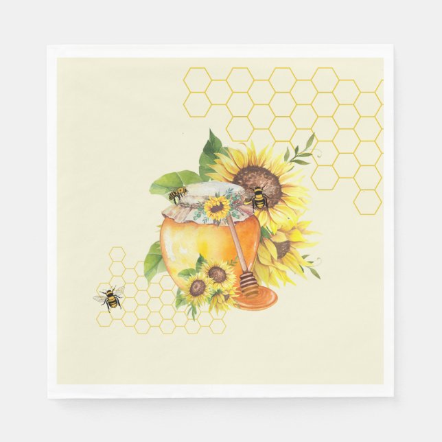 Sweet lil honey pot honeycomb & bee’s  napkin (Front)