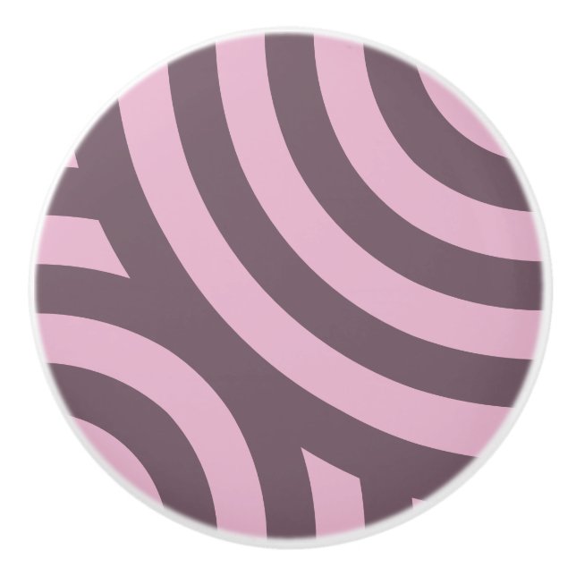 Sweet Lilac Geometric Curved Stripes Pattern Ceramic Knob (Front)