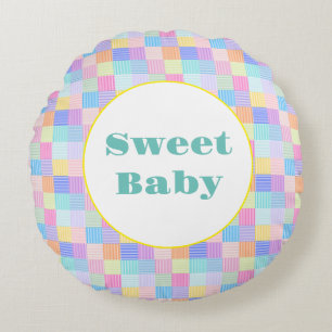 Sweet Line Squares Round Pillow