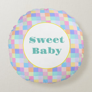 Sweet Line Squares Round Pillow