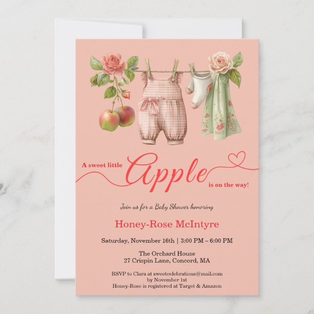 Sweet Little Apple Baby Shower | Fall Rustic Baby  Invitation (Front)