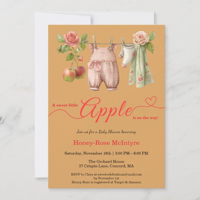 Sweet Little Apple Baby Shower | Fall Rustic Baby  Invitation (Front)