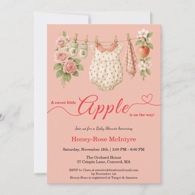 Sweet Little Apple Baby Shower | Fall Rustic Baby  Invitation (Front)