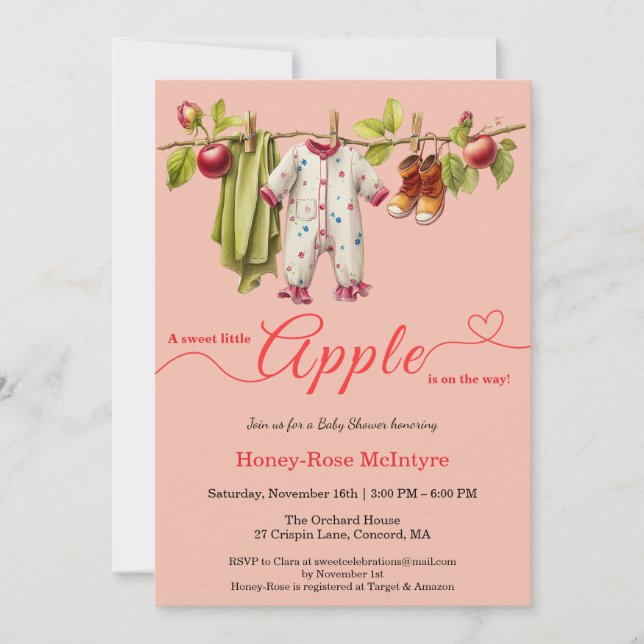 Sweet Little Apple Baby Shower | Fall Rustic Baby  Invitation (Front)