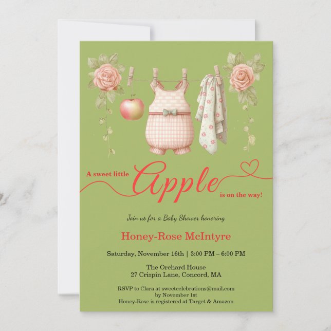 Sweet Little Apple Baby Shower | Fall Rustic Baby  Invitation (Front)