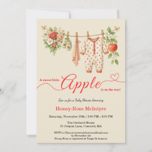 Sweet Little Apple Baby Shower Fall Rustic Baby Invitation