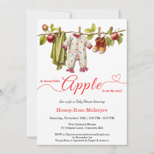 Sweet Little Apple Baby Shower   Fall Rustic Baby  Invitation