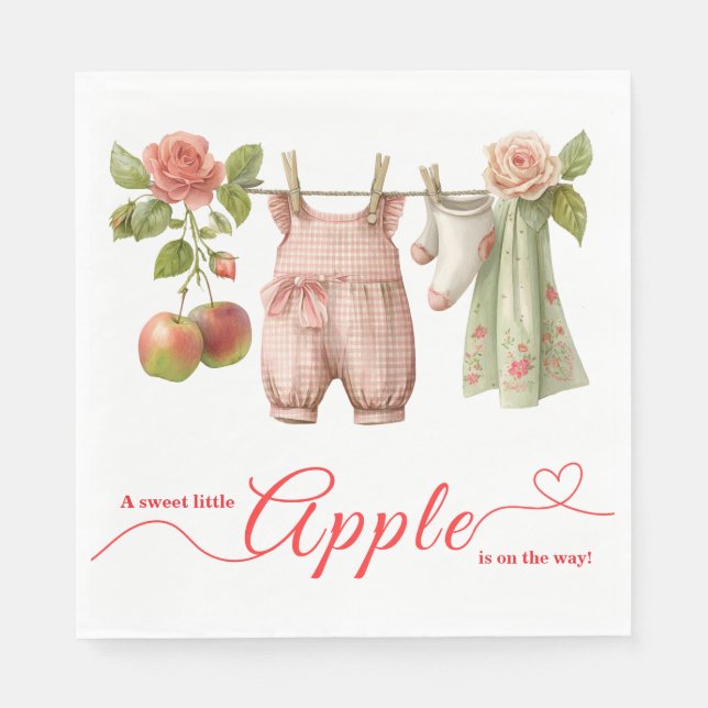 Sweet Little Apple Baby Shower | Fall Rustic Baby  Napkin (Front)