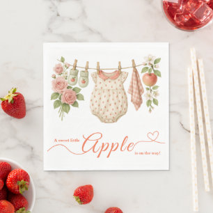 Sweet Little Apple Baby Shower   Fall Rustic Baby  Napkin
