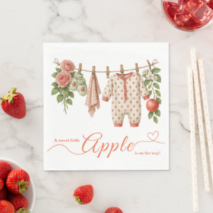 Sweet Little Apple Baby Shower   Fall Rustic Baby  Napkin