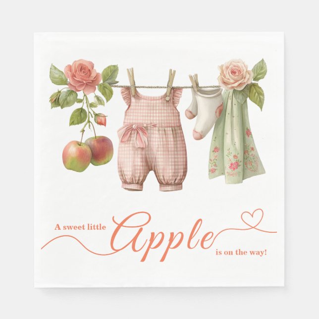Sweet Little Apple Baby Shower | Fall Rustic Baby  Napkin (Front)