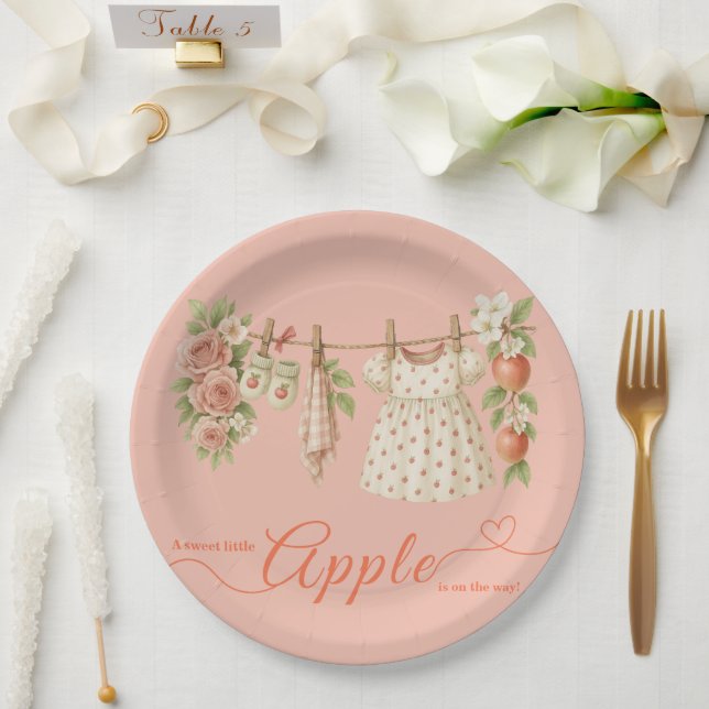 Sweet Little Apple Baby Shower | Fall Rustic Baby  Paper Plate (Wedding)