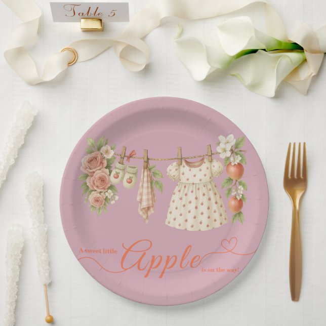 Sweet Little Apple Baby Shower | Fall Rustic Baby  Paper Plate (Wedding)