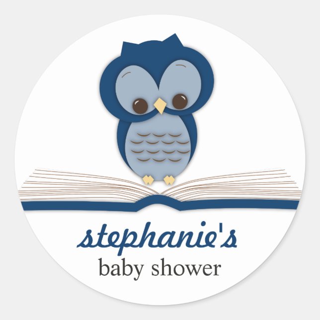 Sweet Little Baby Book Boy Owl Favour Sticker (Front)