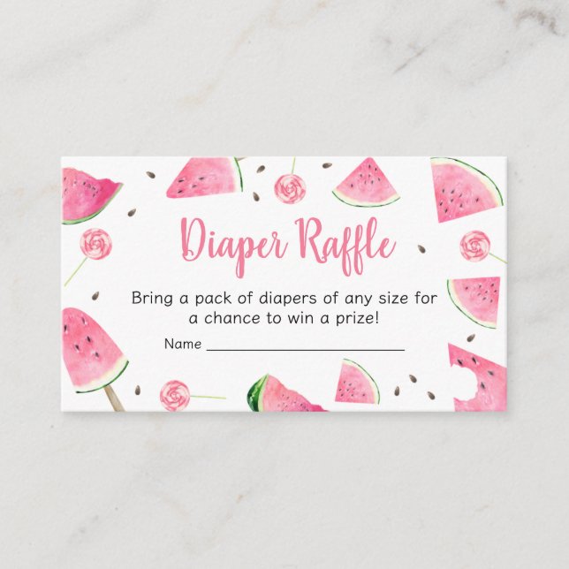 Sweet Little Baby Watermelon Diaper Raffle Enclosure Card (Front)