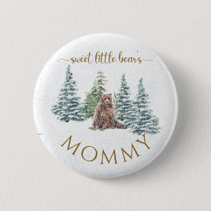 Sweet little bear Baby Shower Button Mommy