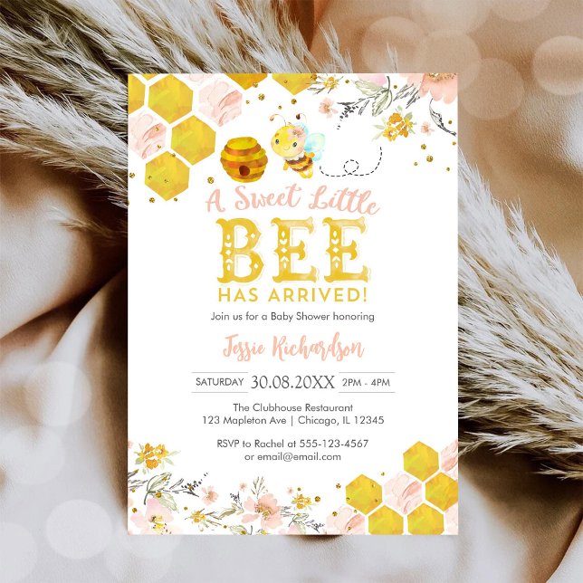 Sweet Little Bee Honey Bee Baby Shower Invitation (Creator Uploaded)