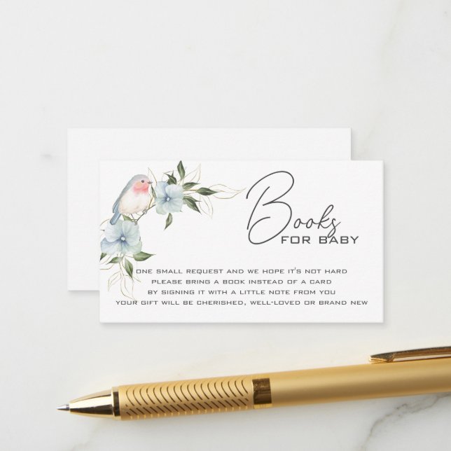 Sweet Little Bird and Flowers Books for Baby  Enclosure Card (Front/Back In Situ)