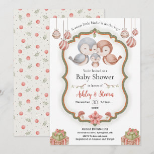 Sweet little birdie baby shower invitation