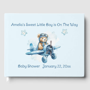Sweet Little Boy on the Way Baby Shower Guest Book