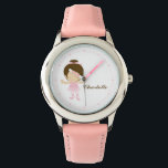 Sweet Little Brunette Ballet Dancer Watch<br><div class="desc">This adorable watch features an adorable vector illustration of a cute ballerina and can be personalized with your little girl's name,  monogram,  initial,  or any text of your choice for a perfect custom gift.</div>