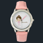 Sweet Little Brunette Ballet Dancer Watch<br><div class="desc">This adorable watch features an adorable vector illustration of a cute ballerina and can be personalized with your little girl's name,  monogram,  initial,  or any text of your choice for a perfect custom gift.</div>