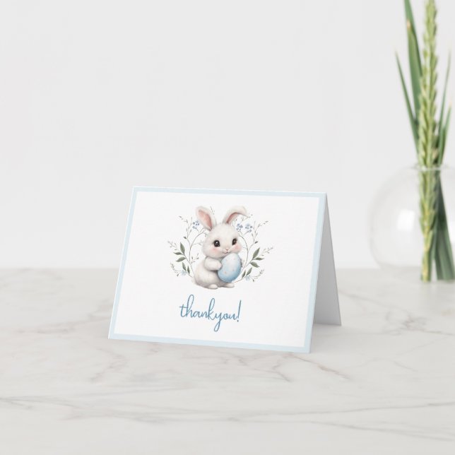 Sweet Little Bunny Easter Baby Shower Folded Thank You Card (Front)