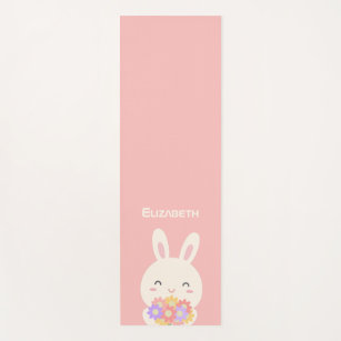 Blue Bunny Silhouette Personalized Cute Animal Yoga Mat