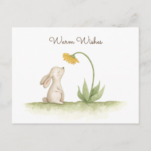 Sweet little bunny rabbit watercolour wishes postcard