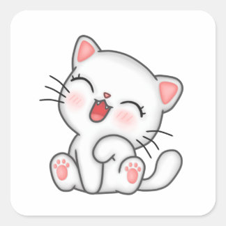 Sweet Little Cat Kitten Square Sticker