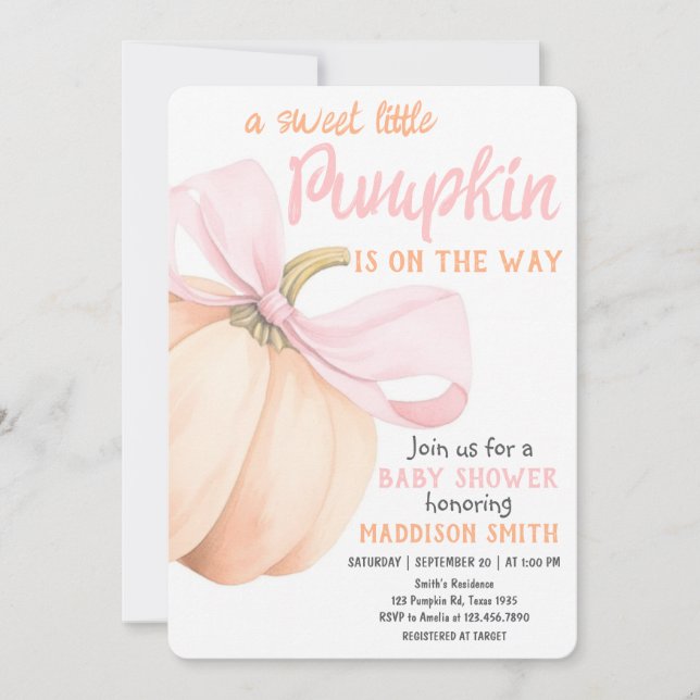 Sweet Little Citrouille Baby shower Invitation (Devant)