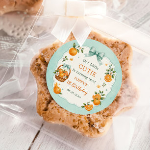 Sweet Little Cutie Orange Citrus 1st Birthday Classic Round Sticker