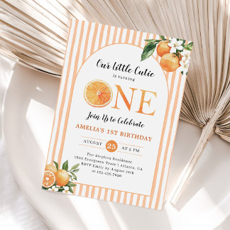 Sweet Little Cutie Orange Citrus 1st Birthday Invitation