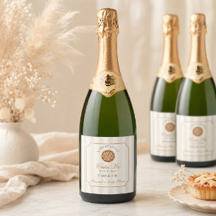 Sweet Little Cutie Pie Neutral Fall Baby Shower Sparkling Wine Label