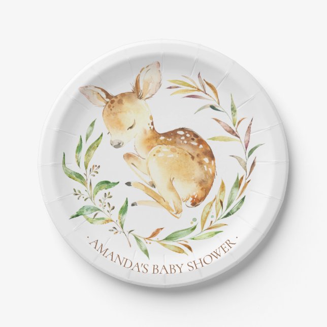 Sweet Little Deer Baby Shower 7" Plate (Front)