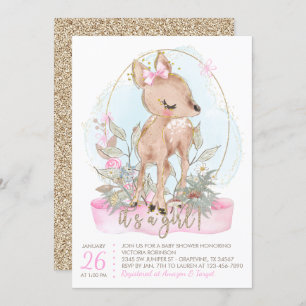 Sweet Little Deer Baby Shower Invitation