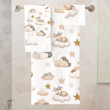 Sweet Little Deer Clouds and Stars Elegant Boho