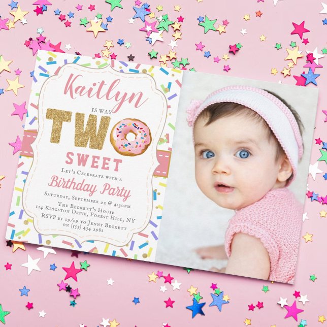 Sweet Little Donut Girls 2nd Birthday Invitations (Créateur téléchargé)