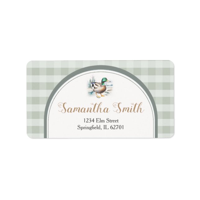 Sweet Little Duckling Gingham Baby Shower Address Label (Front)