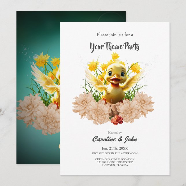 Sweet little duckling invitation (Front/Back)