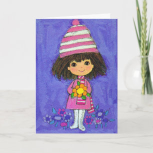 Sweet Little Girl Avec Daisy Carte Anniversaire