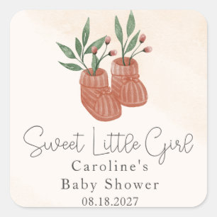 Sweet Little Girl Boho Clothes Baby Shower Square Sticker