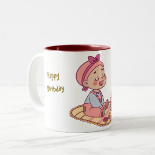 Sweet little girl Happy Birthday Two-Tone Coffee Mug