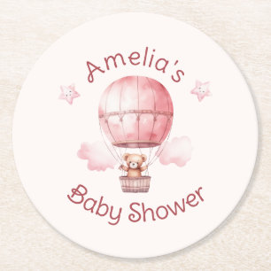 Sweet Little Girl on the Way Baby Shower Round Paper Coaster